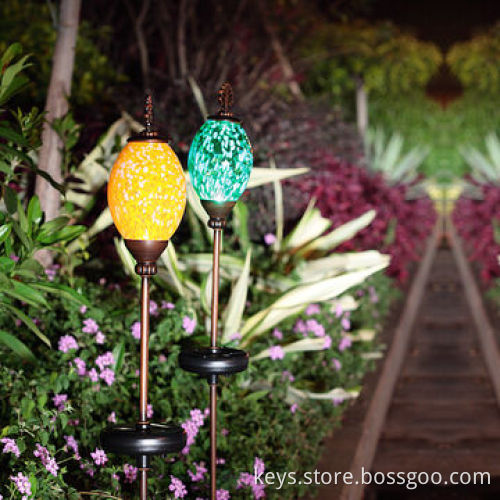 Green Colorful LED Egg-shaped Glass Solar Outdoor Garden Path Lawn Light